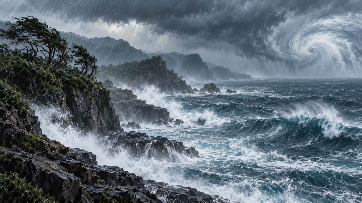 Illustration til: Champi passerer Taiwan: Over 500 sårede og tusinder stadig uden strøm
